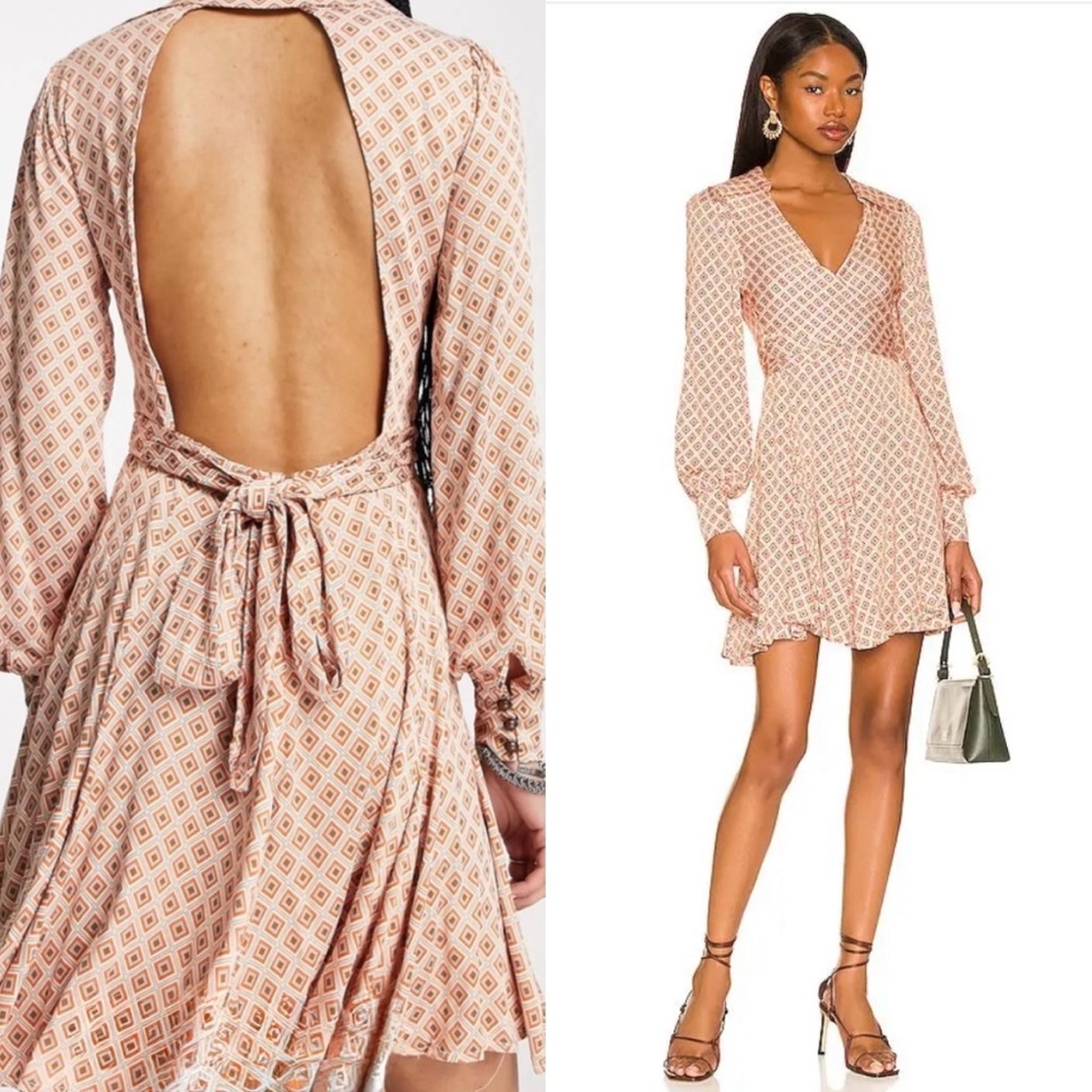 Free People Peach Diamond Backless Dress